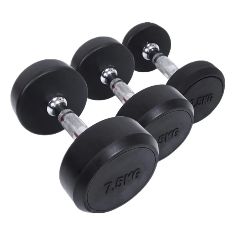 UL-D004 Fixed Black Rubber Dumbbell