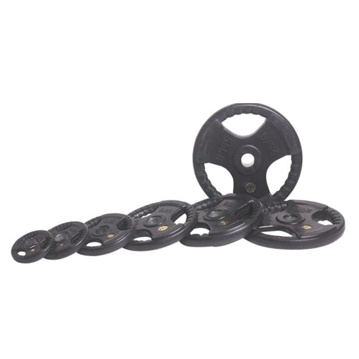 UL-D002 3 Holes Black Rubber Coated Olympic Plate