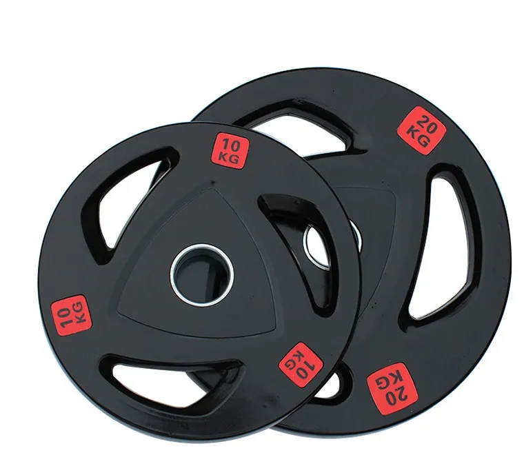 UL-D030 3 Holes Black Rubber Coated Olympic Plate